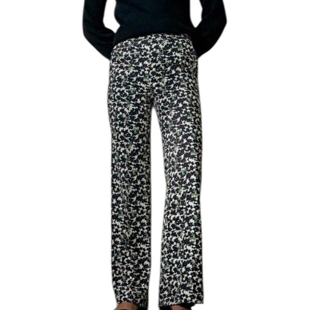Boden Black and White Printed Wide-Leg Trousers